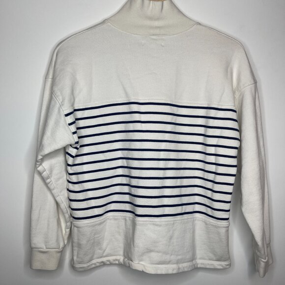 Madewell Striped‎ Mock Neck Sweatshirt Pullover with Pocket Casual Comfy - Picture 4 of 7